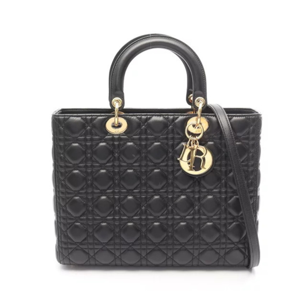 Dior Lady Cannage Handbag Leather Bag Black